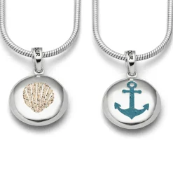 Anhänger "Anker/Muschel" Ellipse, Strandsand/ bl. Steinsand