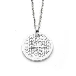 Anhänger Ankerplatz "Kompass" rund rhodiniert