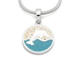 Anhänger "Delfin" Strandsand/Steinsand blau