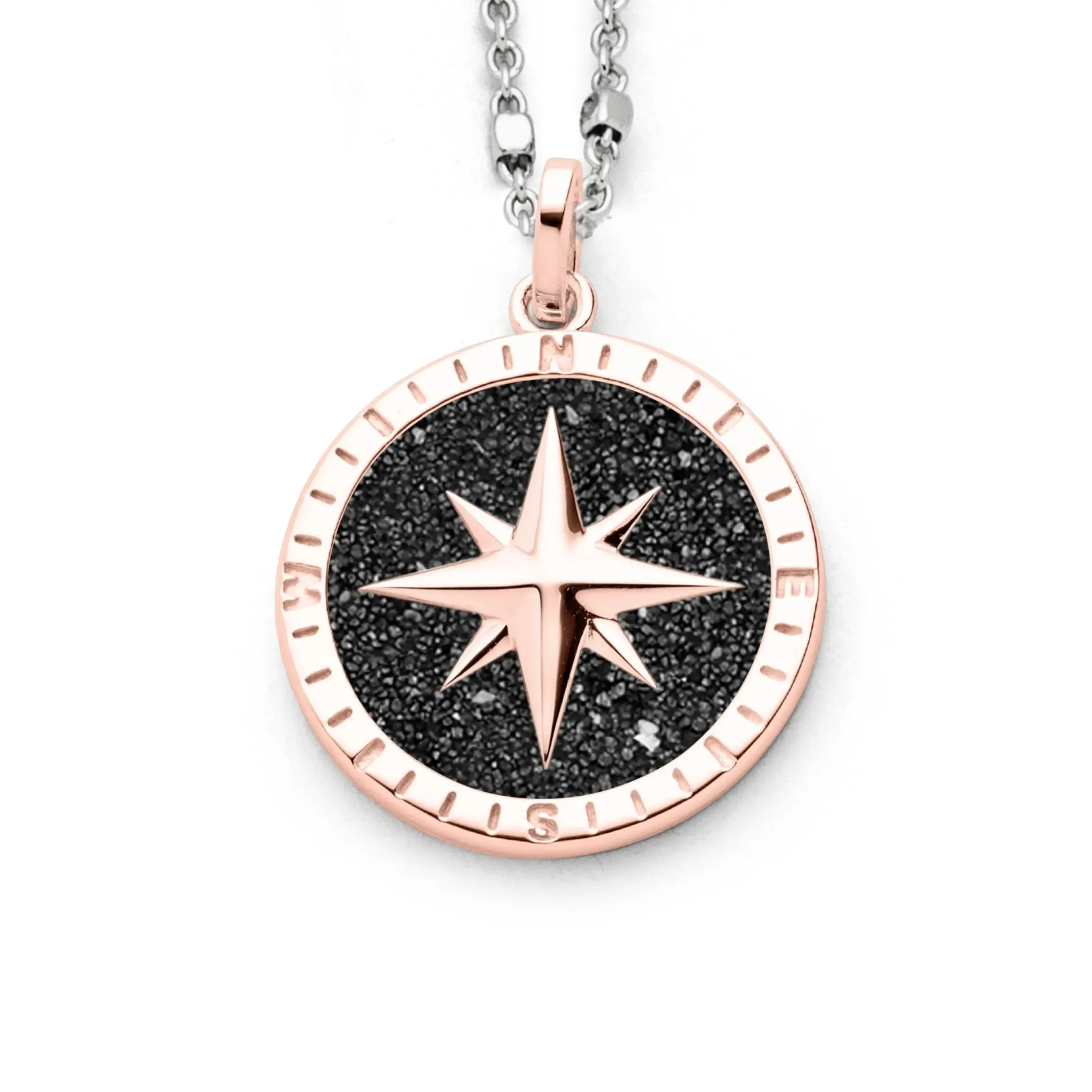 Anhänger "Kompassrose 2.0" Lavasand rose vergoldet