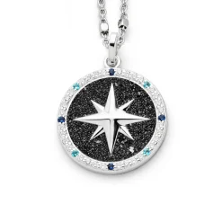 Anhänger "Kompassrose 2.0" Zirkonia und Lavasand