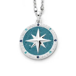 Anhänger "Kompassrose 2.0" Zirkonia und blauem Steinsand