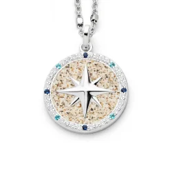 Anhänger "Kompassrose 2.0" Zirkonia und Strandsand