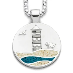 Anhänger Strandwellen "Pilsumer Leuchtturm"Strandsand/bl. Steinsand