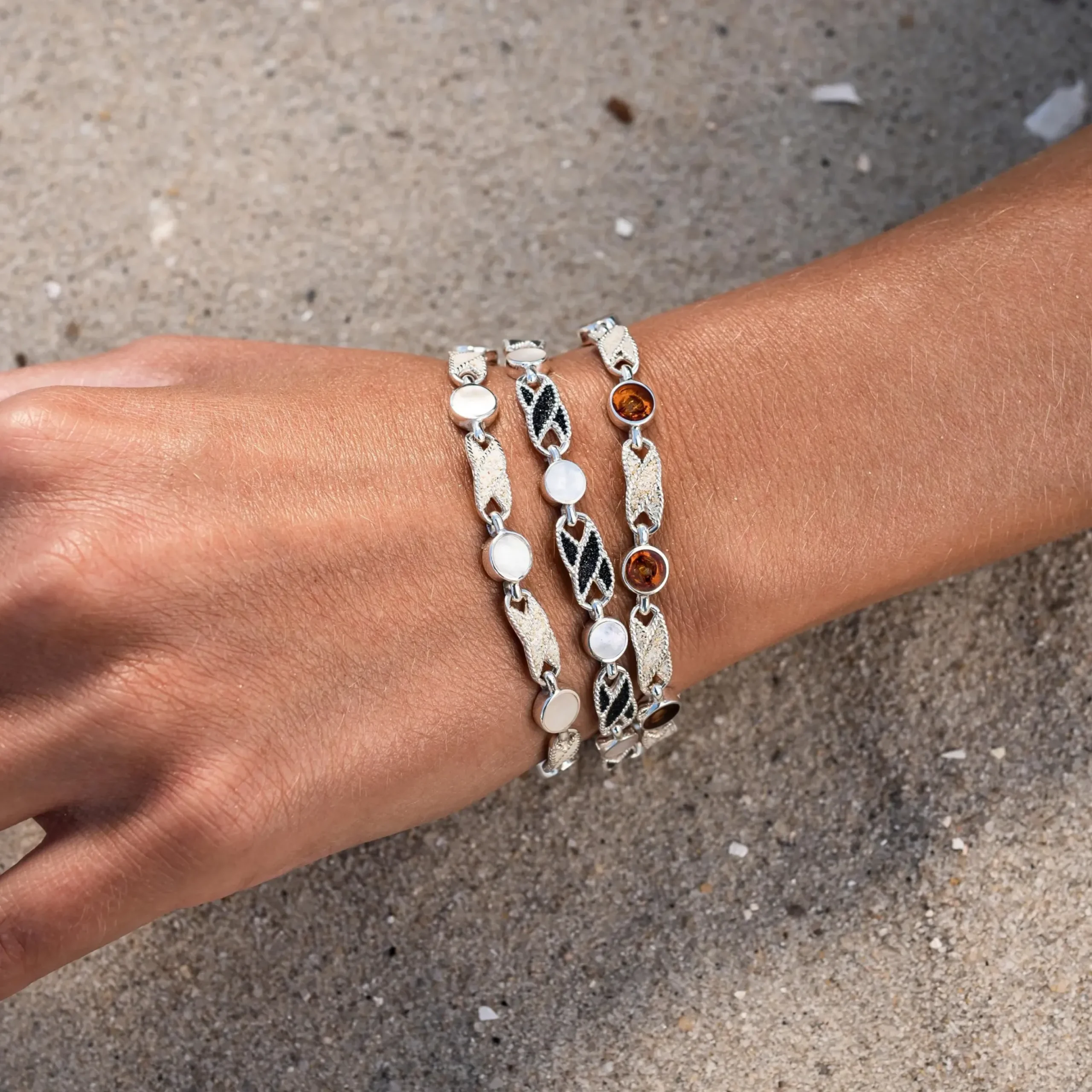Armband "Eleganza" Strandsand/Perlmutt
