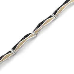 Armband "Welle Strandsand/Lavasand" 20,5 cm rhodiniert