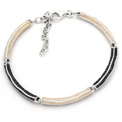 Armband "Wellenspiel" Strandsand/Lavasand