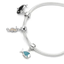 Charm "Fisch" Steinsand blau