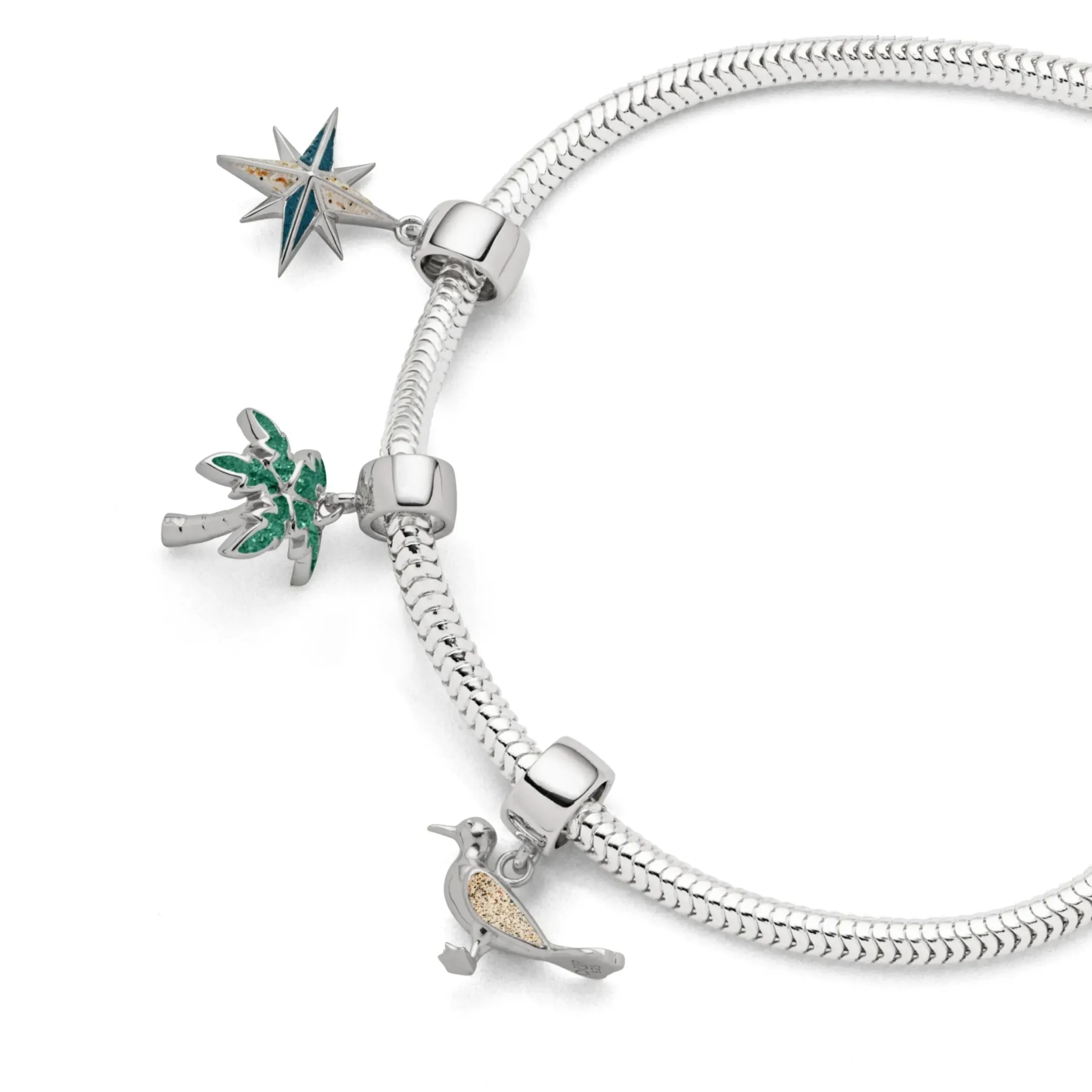 Charm "Kompassrose" Strandsand/Steinsand blau