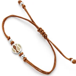 Cotton-Arm. "Strandwellen" Strandsand/Bernsteinsand925er Silber