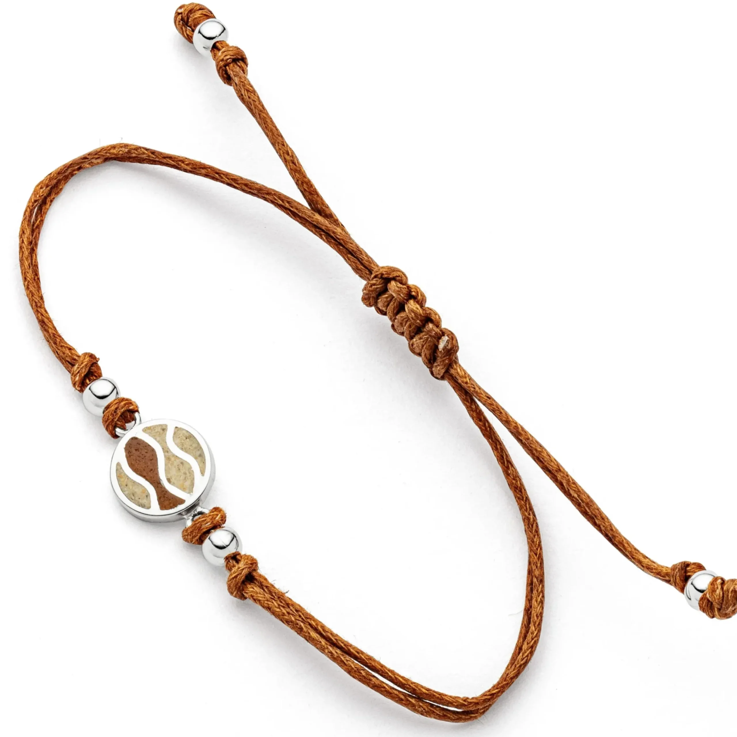 Cotton-Arm. "Strandwellen" Strandsand/Bernsteinsand925er Silber