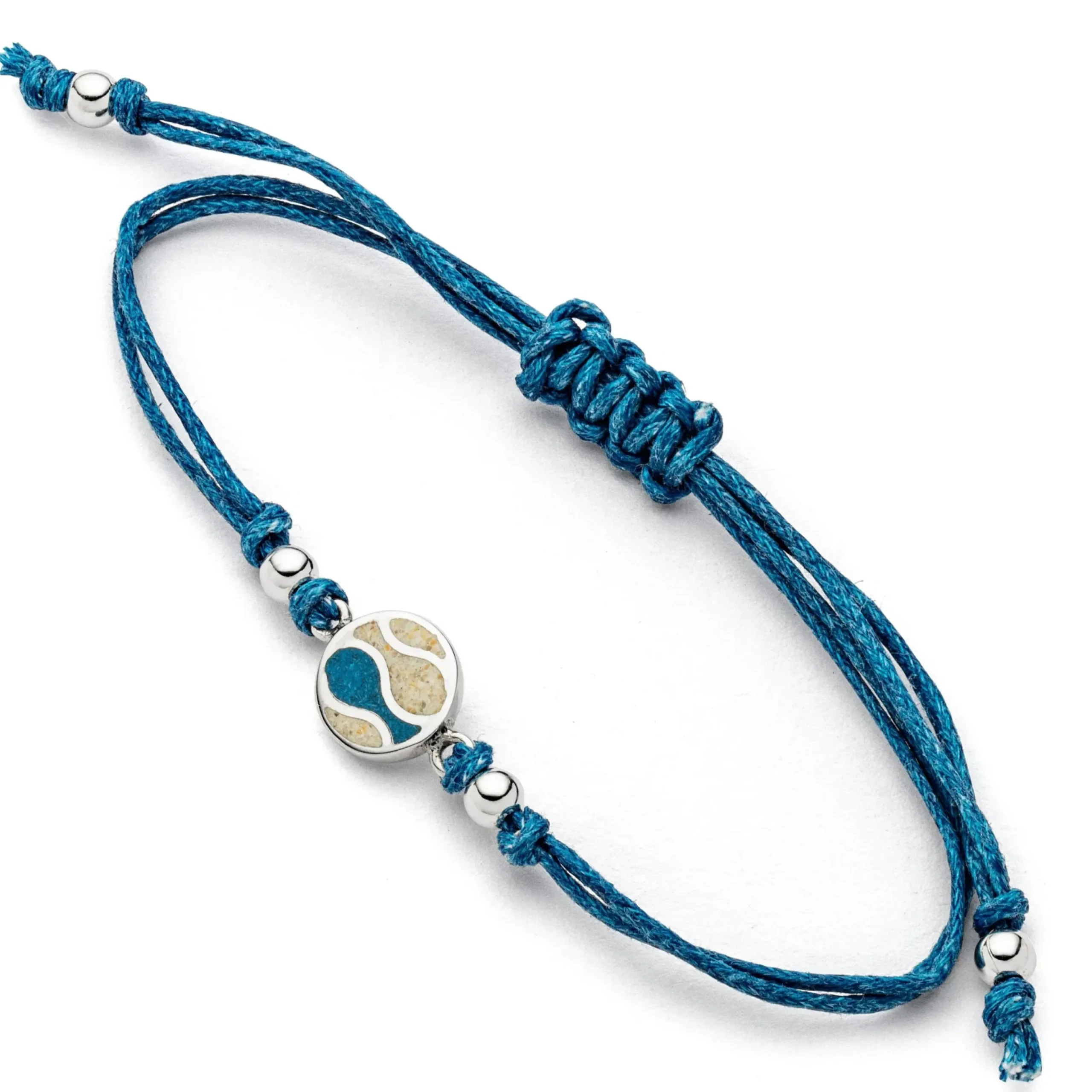 Cotton-Arm. "Strandwellen" Strandsand/blauer Steinsand 925er Silber