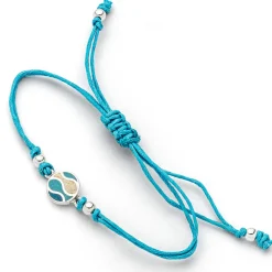 Cotton-Arm. "Strandwellen" Strandsand/Steinsand blau 925er Silber