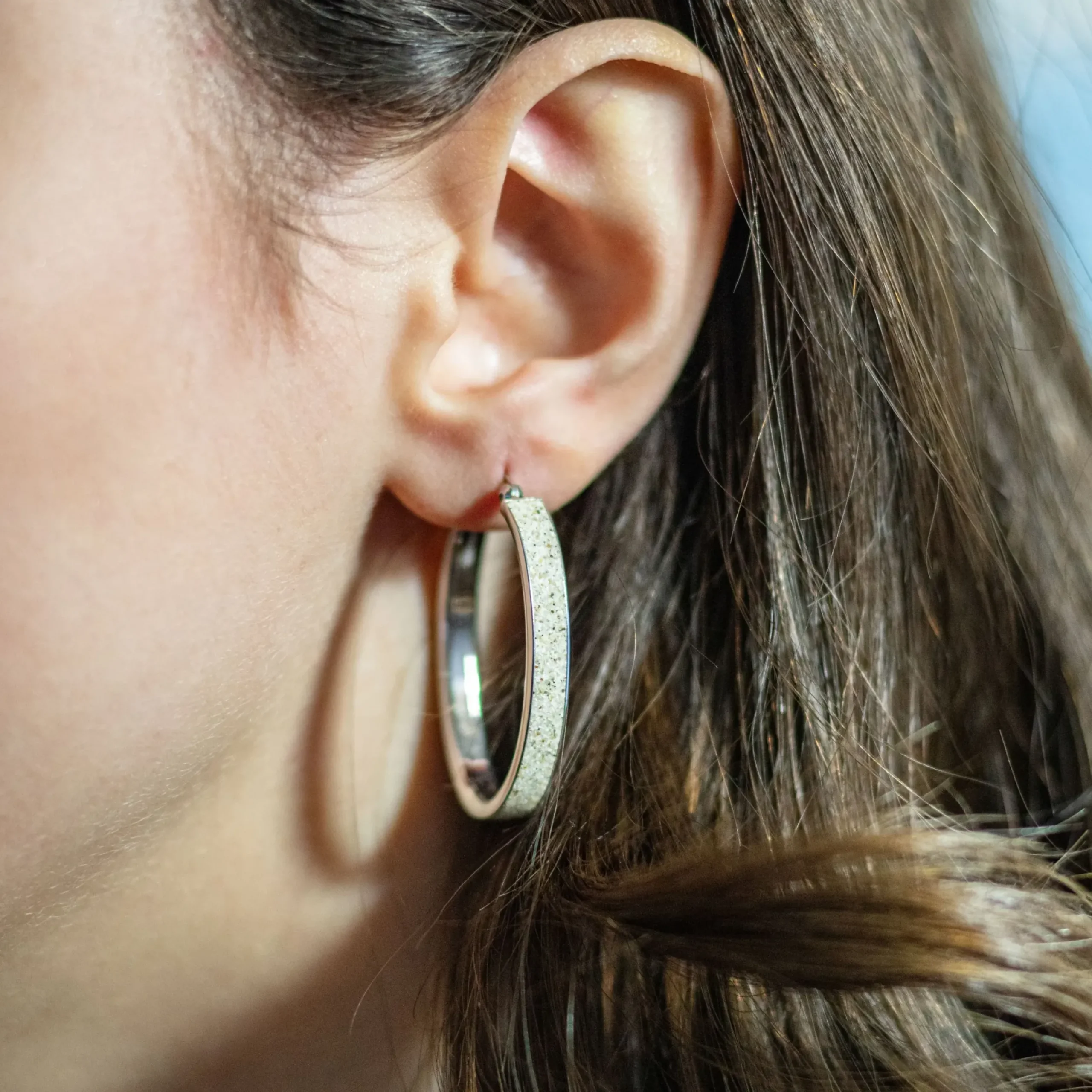 Creole "oval 36,8mm" Strandsand