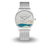 DUR Uhr 40er "Göhren" Strandsand/blauer Steinsand, Mesh Band Edelstahl