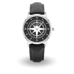 DUR Uhr 40er "Kompass" Lavasand, Lederband schwarz