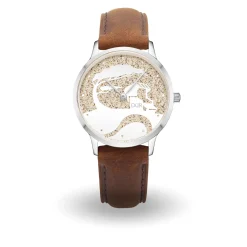 DUR Uhr 40er "Küste" Strandsand, Lederband braun