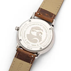 DUR Uhr 40er "Küste" Strandsand, Lederband braun