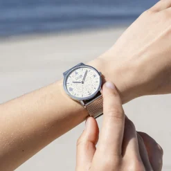 DUR Uhr 36er "Maritim" Strandsand, Mesh Band Edelstahl