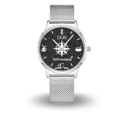 DUR Uhr 40er "Ostfriesland" Lavasand, Mesh Band Edelstahl
