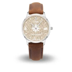 DUR Uhr 40er "Ostfriesland" Strandsand, Lederband braun