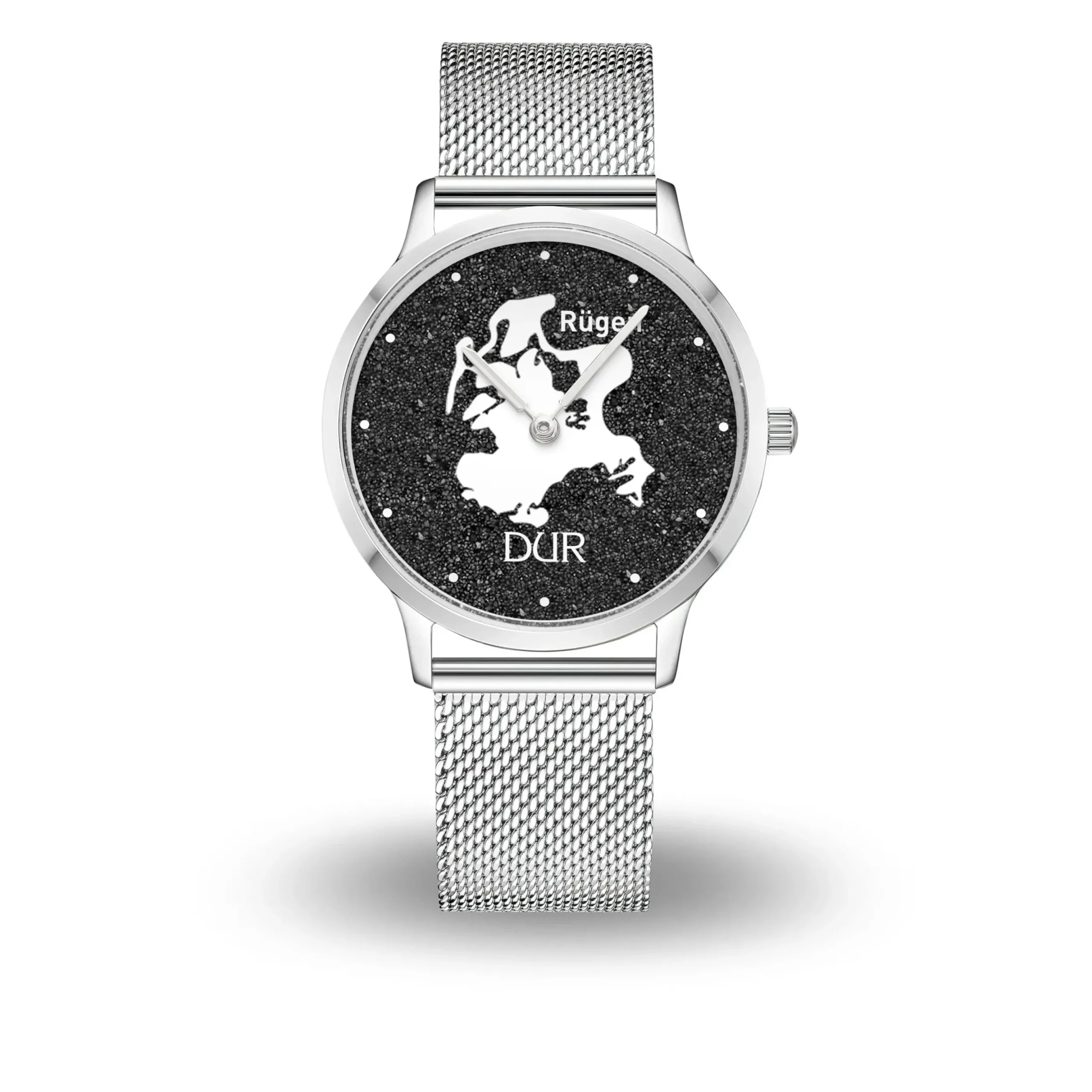 DUR Uhr 36er "Rügen" Lavasand, Mesh Band Edelstahl
