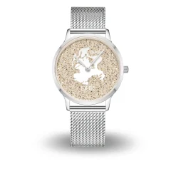 DUR Uhr 40er "Rügen" Strandsand, Mesh Band Edelstahl