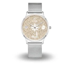 DUR Uhr 36er "Warnemünde" Strandsand, Mesh Band Edelstahl