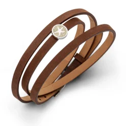 Lederarmband, mittelbraun mit Sandelement