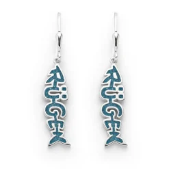 Ohrhänger Fischgräte "Rügen" Blauer Steinsand
