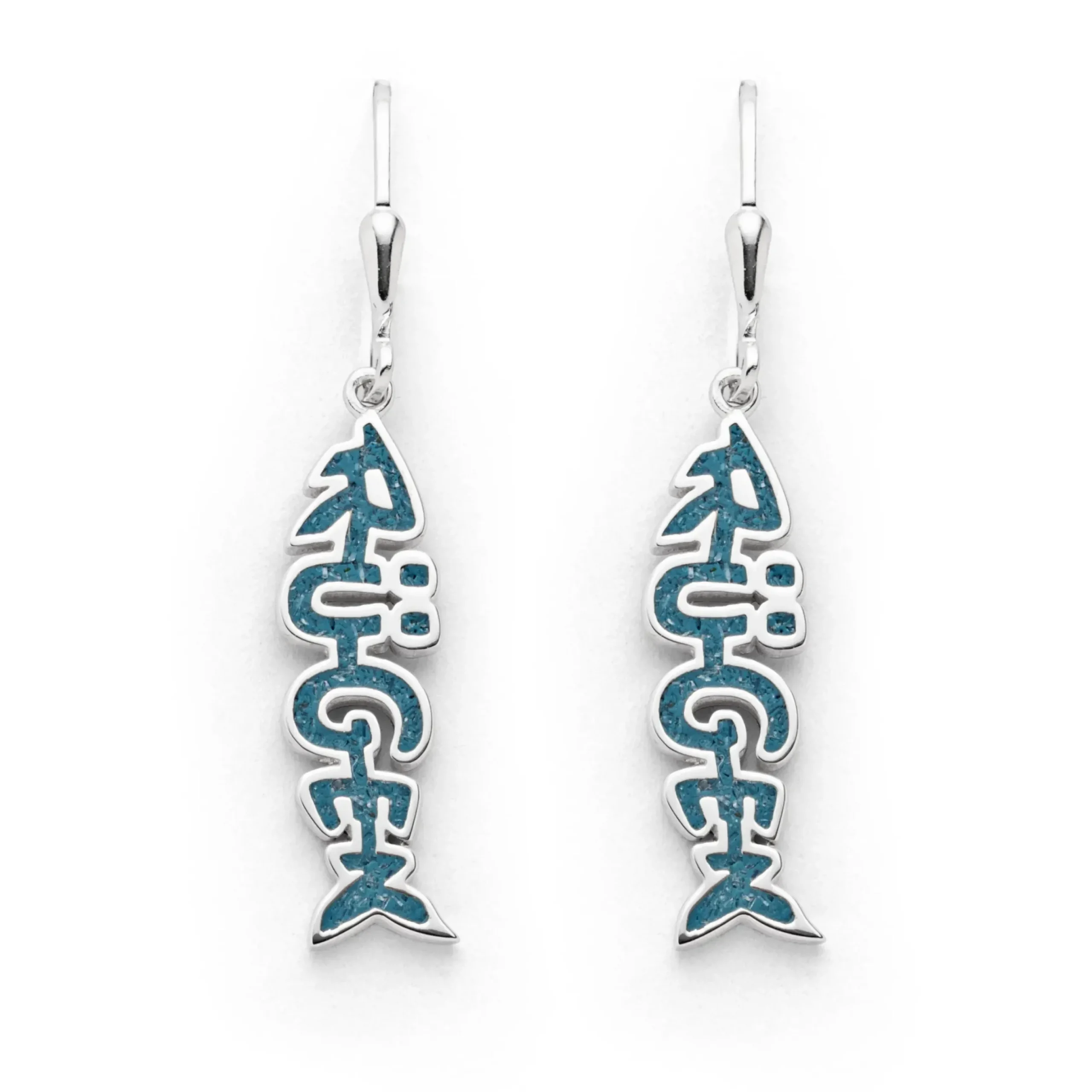 Ohrhänger Fischgräte "Rügen" Blauer Steinsand