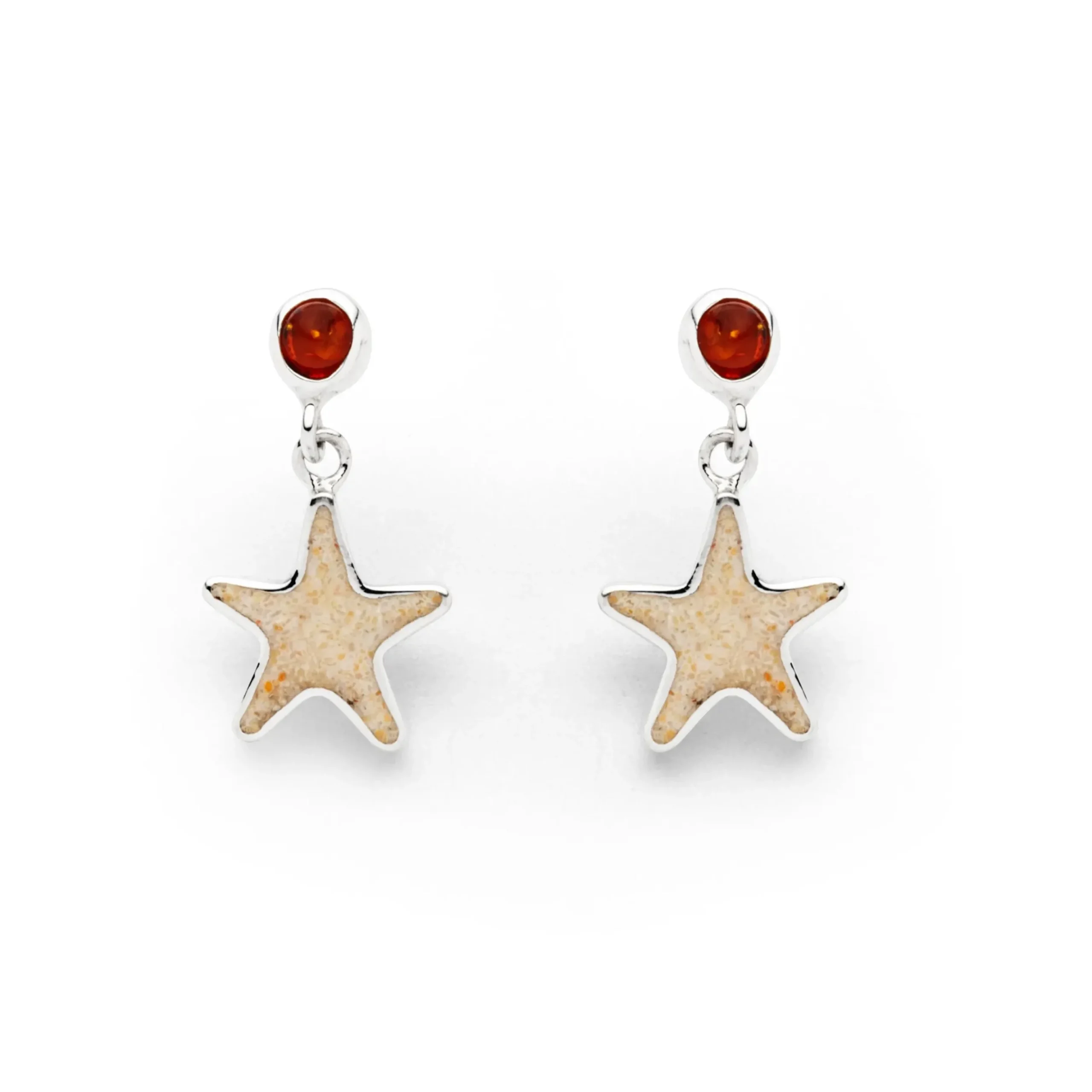 Ohrhänger "Sandseestern/Bernstein" Strandsand