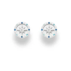Ohrring "Kompassrose 2.0" 10 mm Zirkonia und hell rhodiniert