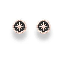 Ohrring "Kompassrose 2.0" 10 mm Lavasand rose vergoldet