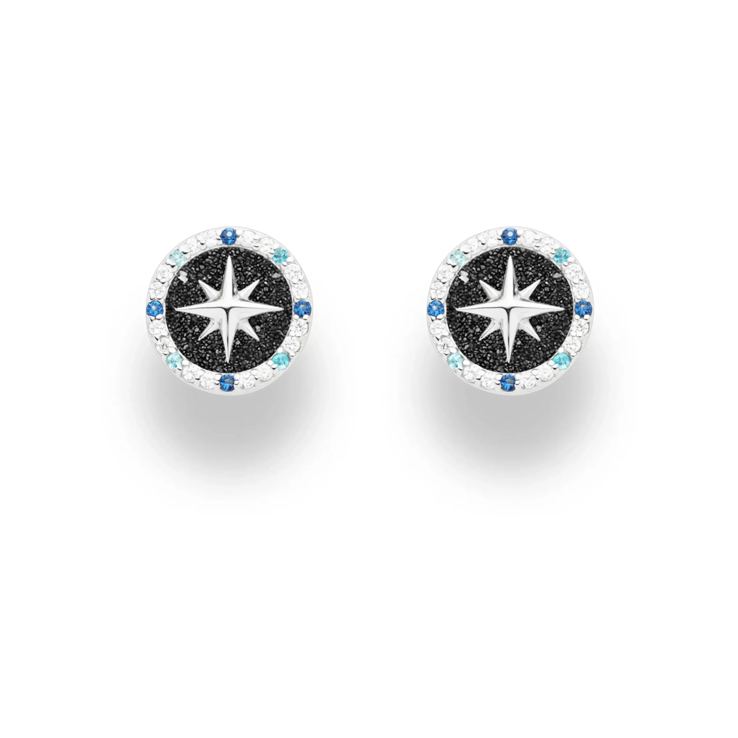 Ohrring "Kompassrose 2.0" 10 mm Zirkonia und Lavasand
