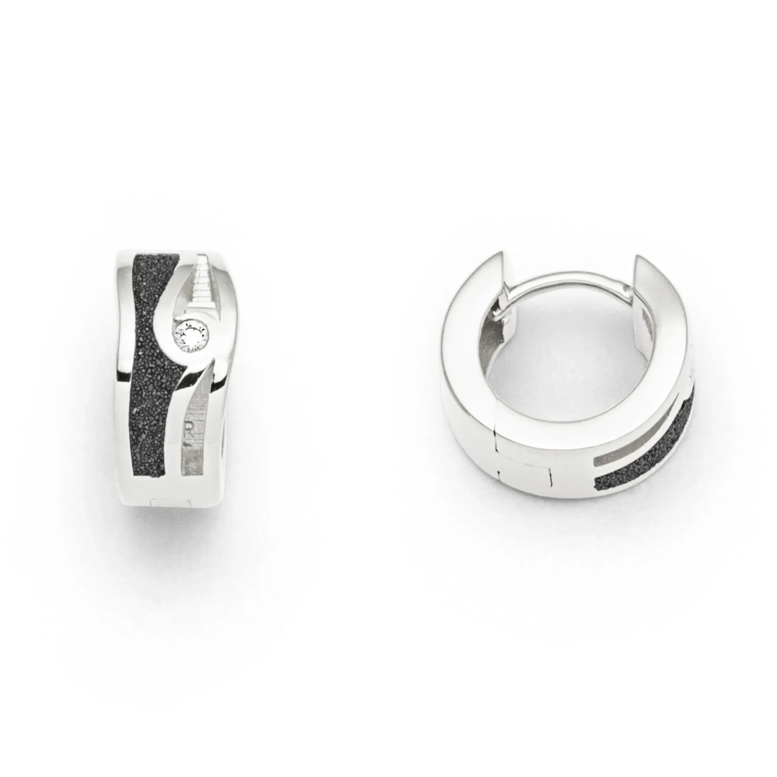 Ohrring "Maui" Lavasand/Zirkonia rhodiniert