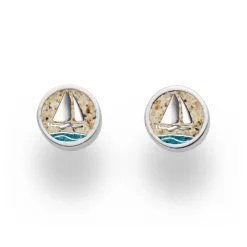 Ohrstecker "Ahoi" Strandsand/Steinsand blau