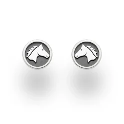 Ohrstecker "Pferdeglück" dunkel rhodiniert