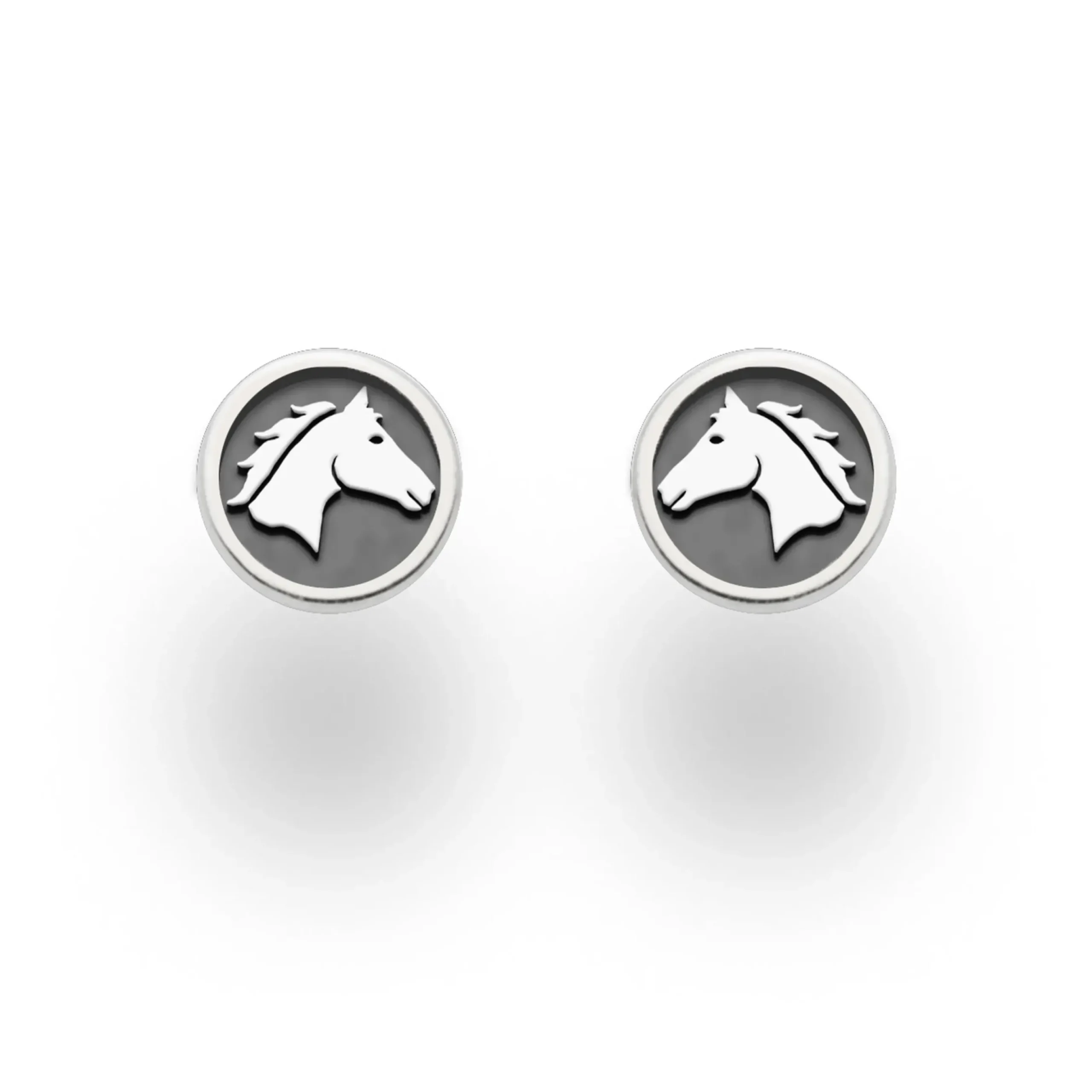 Ohrstecker "Pferdeglück" dunkel rhodiniert