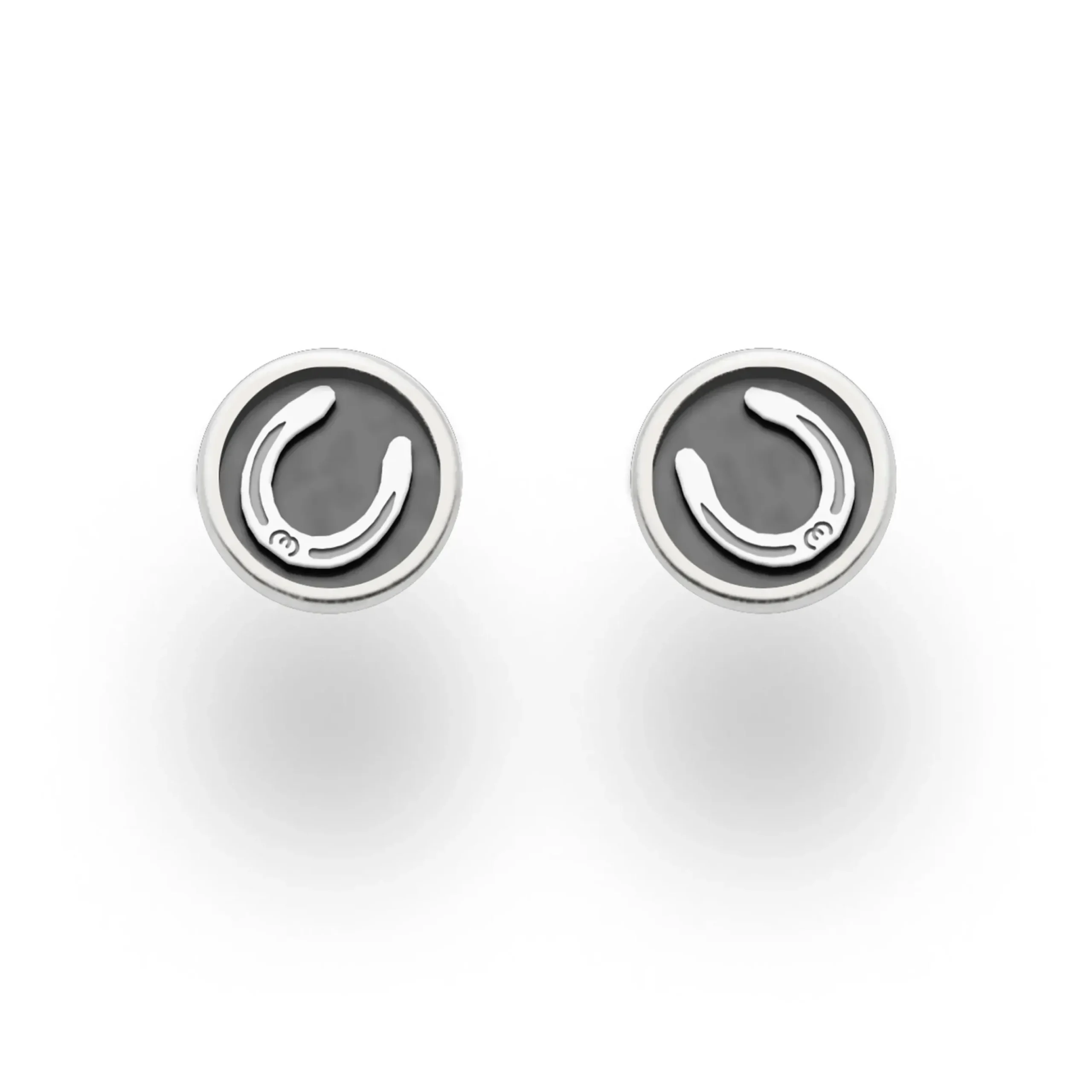 Ohrstecker Pferdeglück "Hufeisen"dunkel rhodiniert