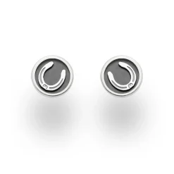 Ohrstecker Pferdeglück "Hufeisen"dunkel rhodiniert