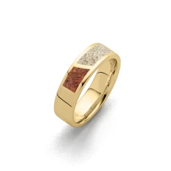 Ring "Duett" Strandsand/Bernsteinsand vergoldet