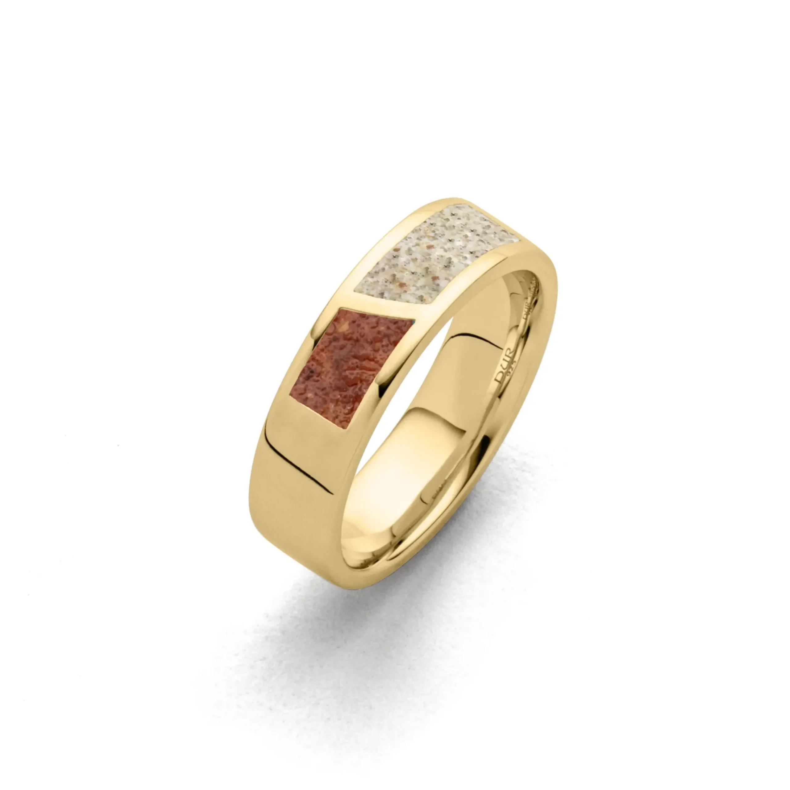 Ring "Duett" Strandsand/Bernsteinsand vergoldet