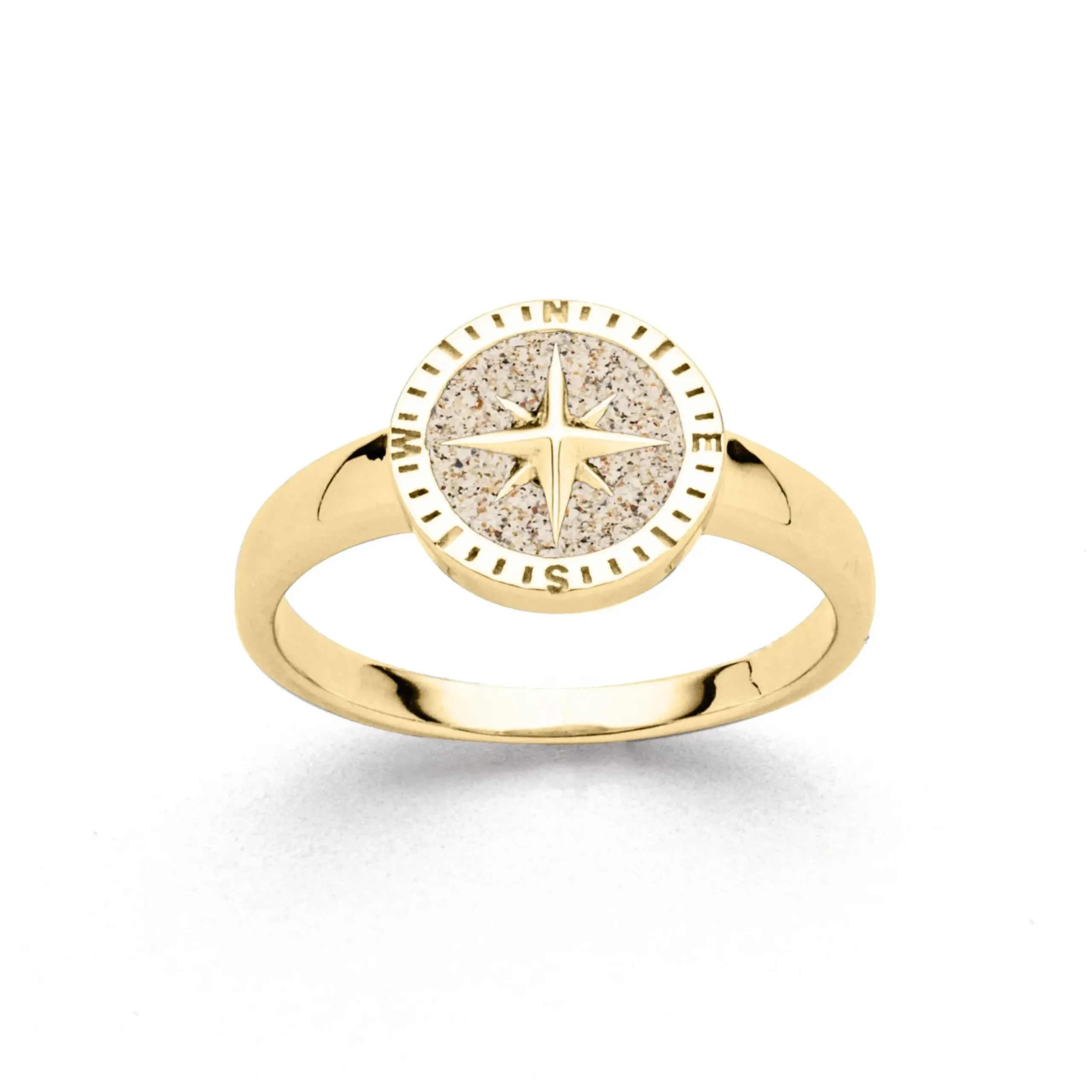Ring "Kompassrose 2.0" Strandsand vergoldet