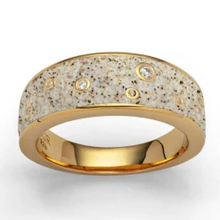 Ring "Monaco" Standsand/Zirkonia vergoldet