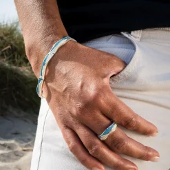Ring "Welle" Strandsand/blauer Steinsand